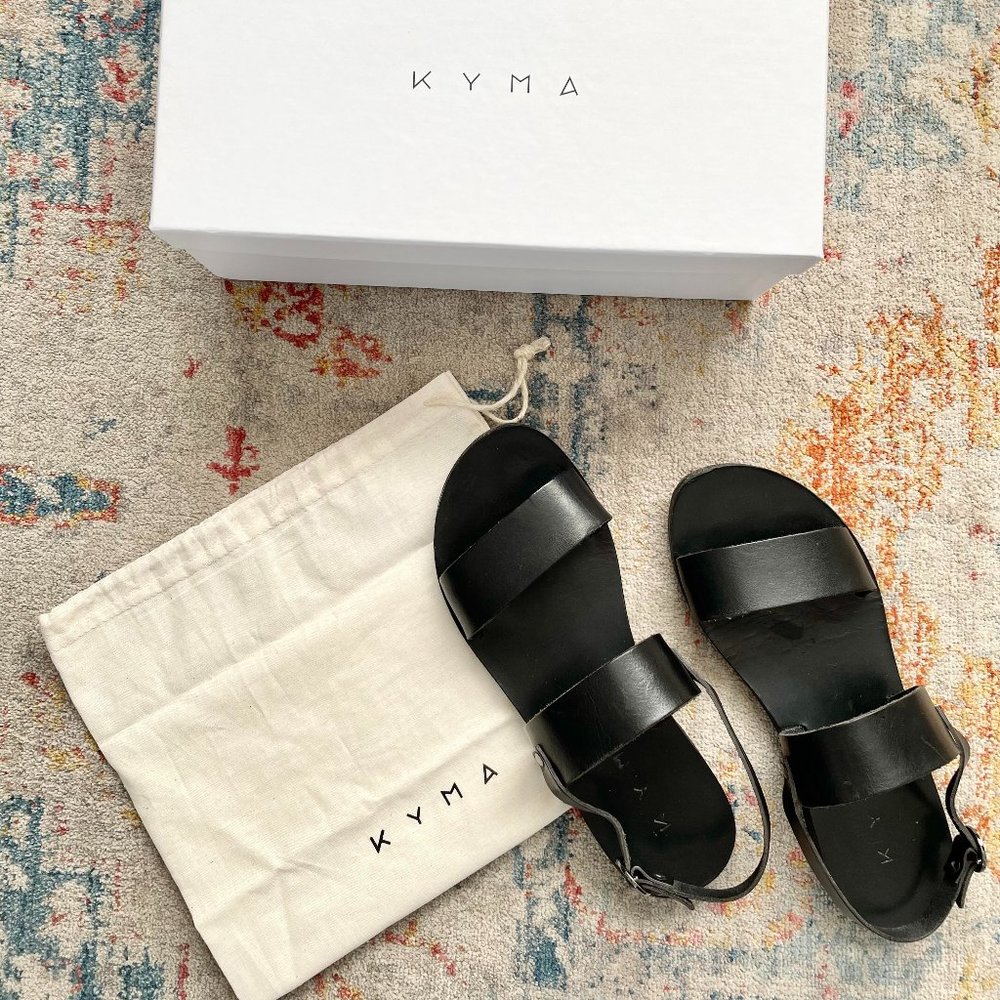 kyma Mykonos Leather Sandal - Black